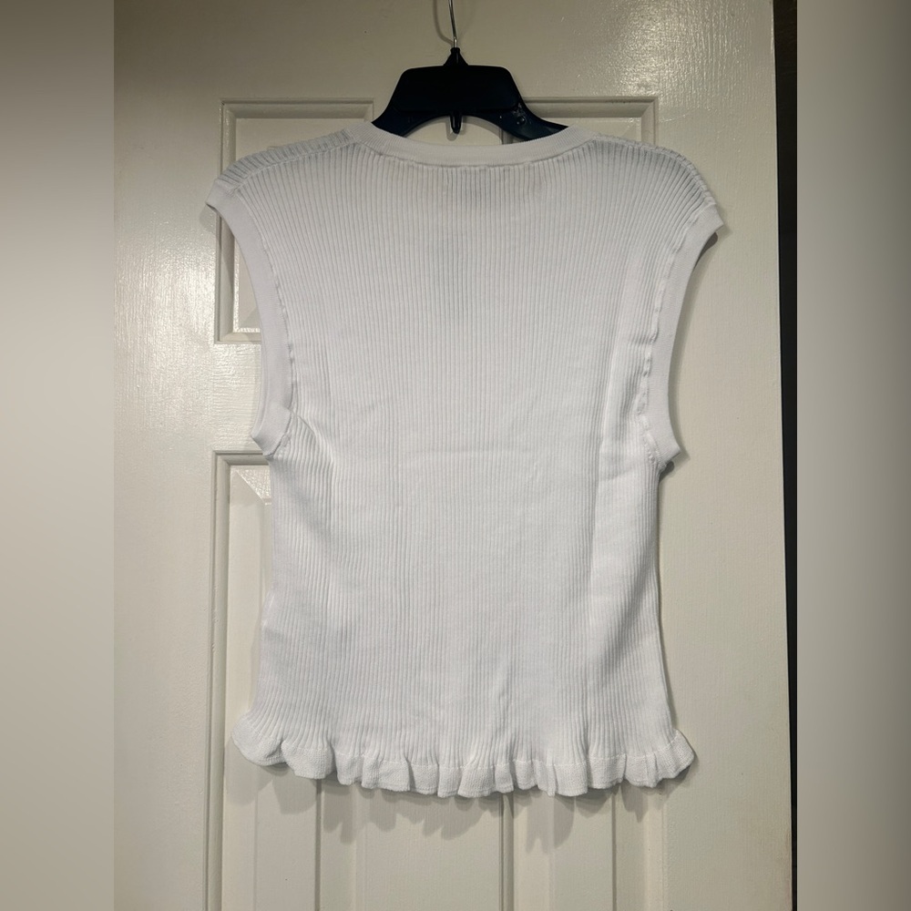 NWT J. Crew Ruffle-trim shell tank top in premium ultra-fine cotton Size L - Picture 6 of 9